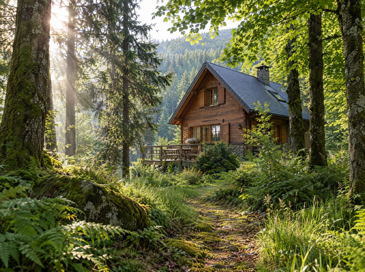 Wooden chalet deep in an Ardennes forest