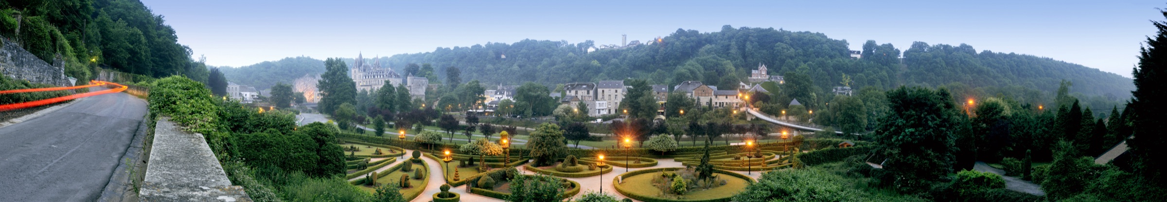 Panorama of Durbuy at dusk